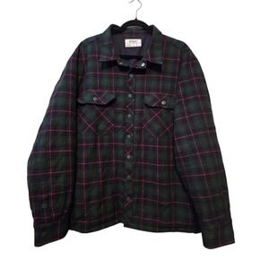 Stoic Lined Plaid Flannel Shacket Mens LG Blue Green Red Jacket Shirt Snap
